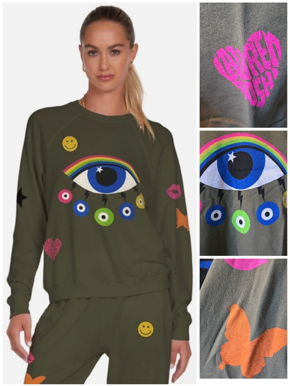 Lauren Moshi Rainbow Evil Eye anela sweatshirt